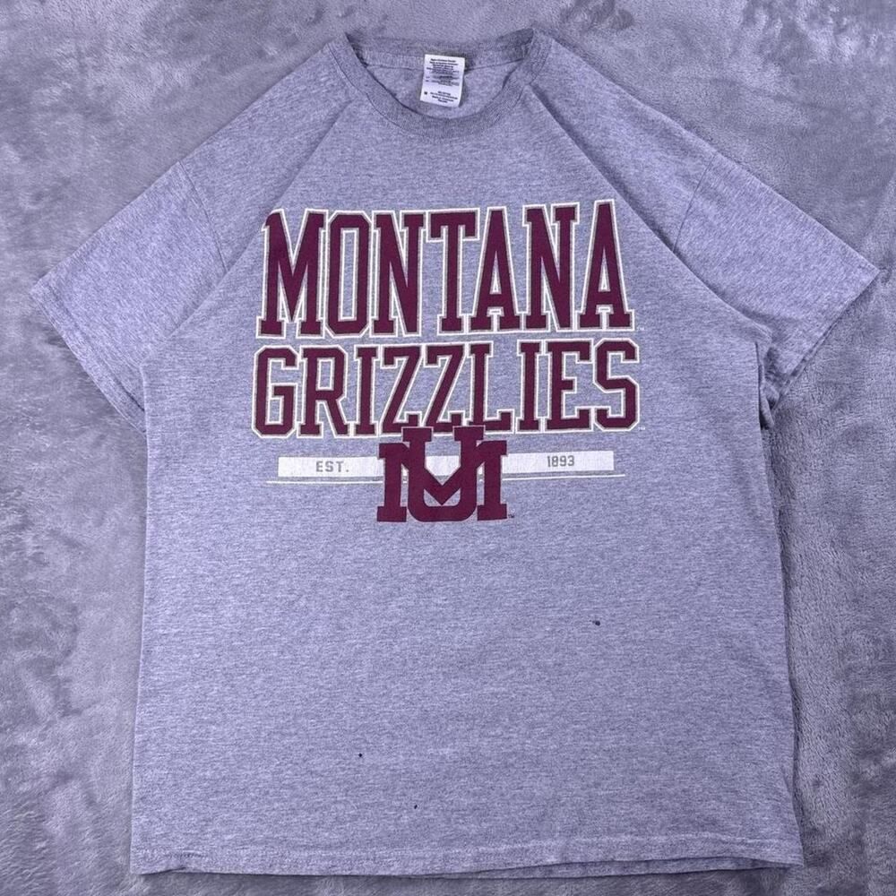 Montana Grizzlies T-Shirt Men’s Medium Gray Gildan College University Graphic